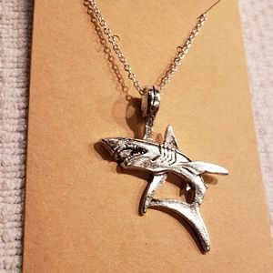 NWT Shark Necklace with 18" Silver Chain